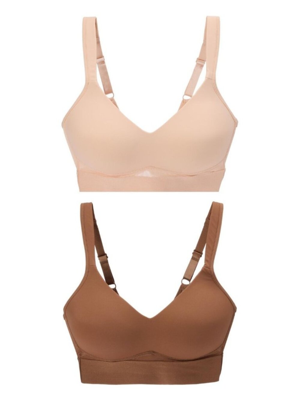 Rhonda Shear Molded Cup Bra Medium Wrap Back 2 Pack Pink Brown Intimate 597.16